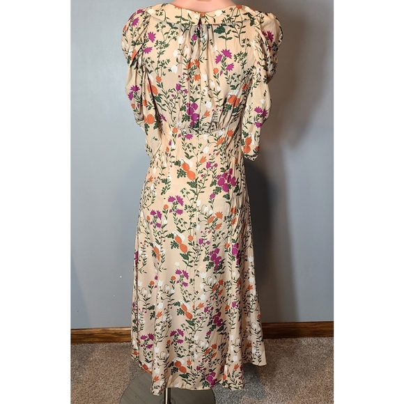 La Ligne Silk Floral Midi Dress Size 0 Empire Waist Cottage Parisian Luxury - Picture 6 of 14
